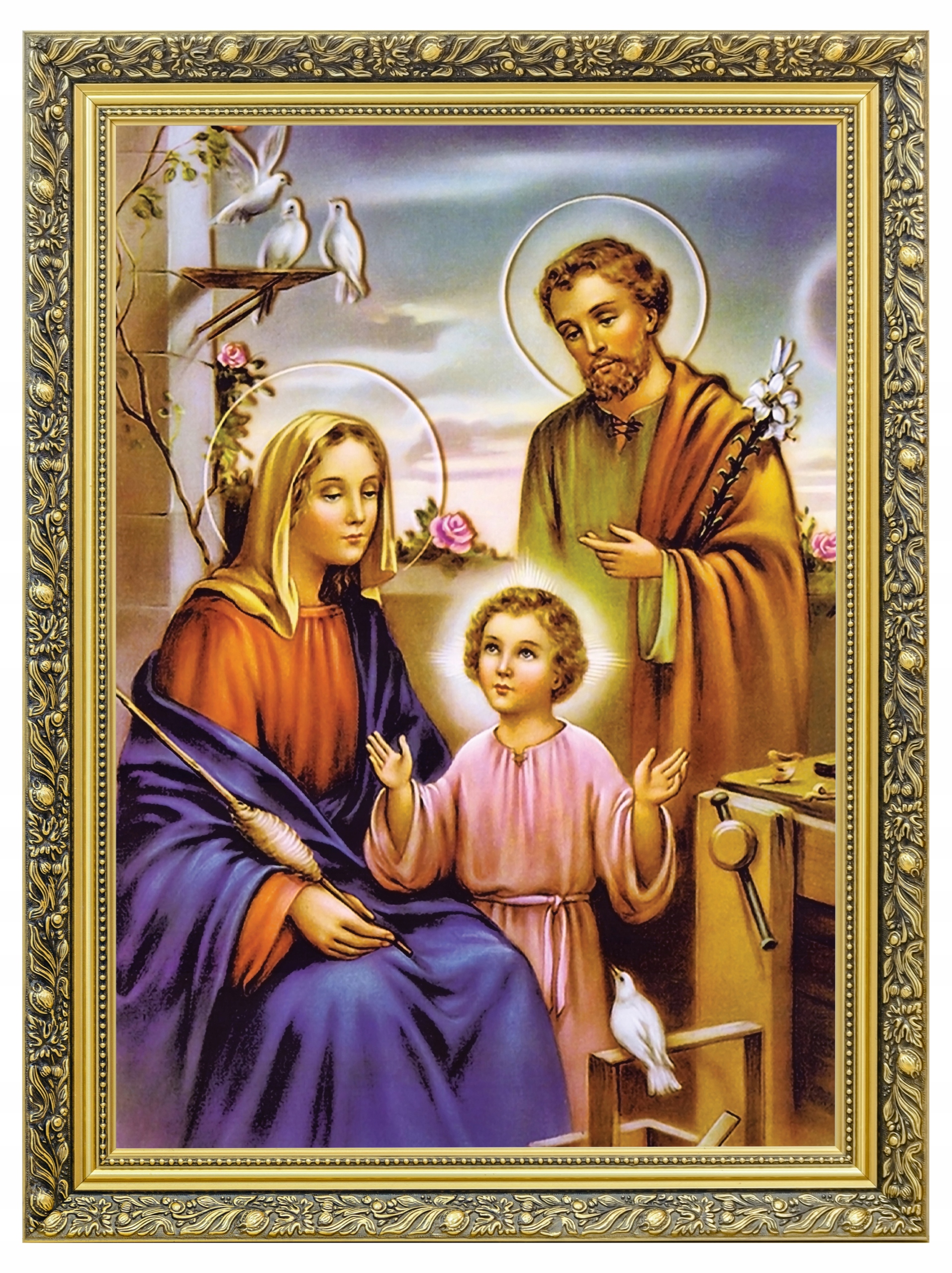 Obraz Na Plátne Svätá Rodina Zlatý Zdobený Rám 60x80