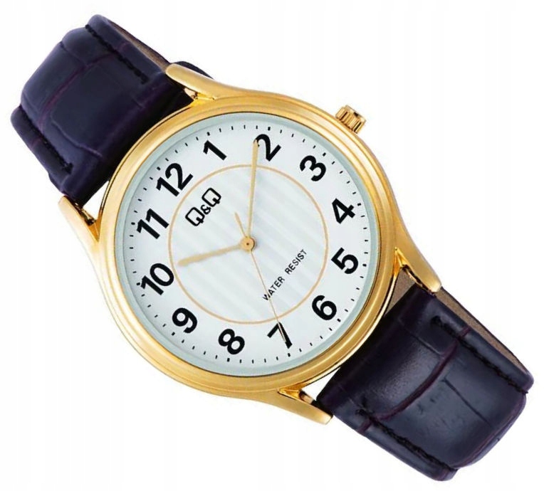 Malé Pánské Klasické Čitelné Zlaté Hodinky Qq C48A-003P 36 mm Černé Číslice