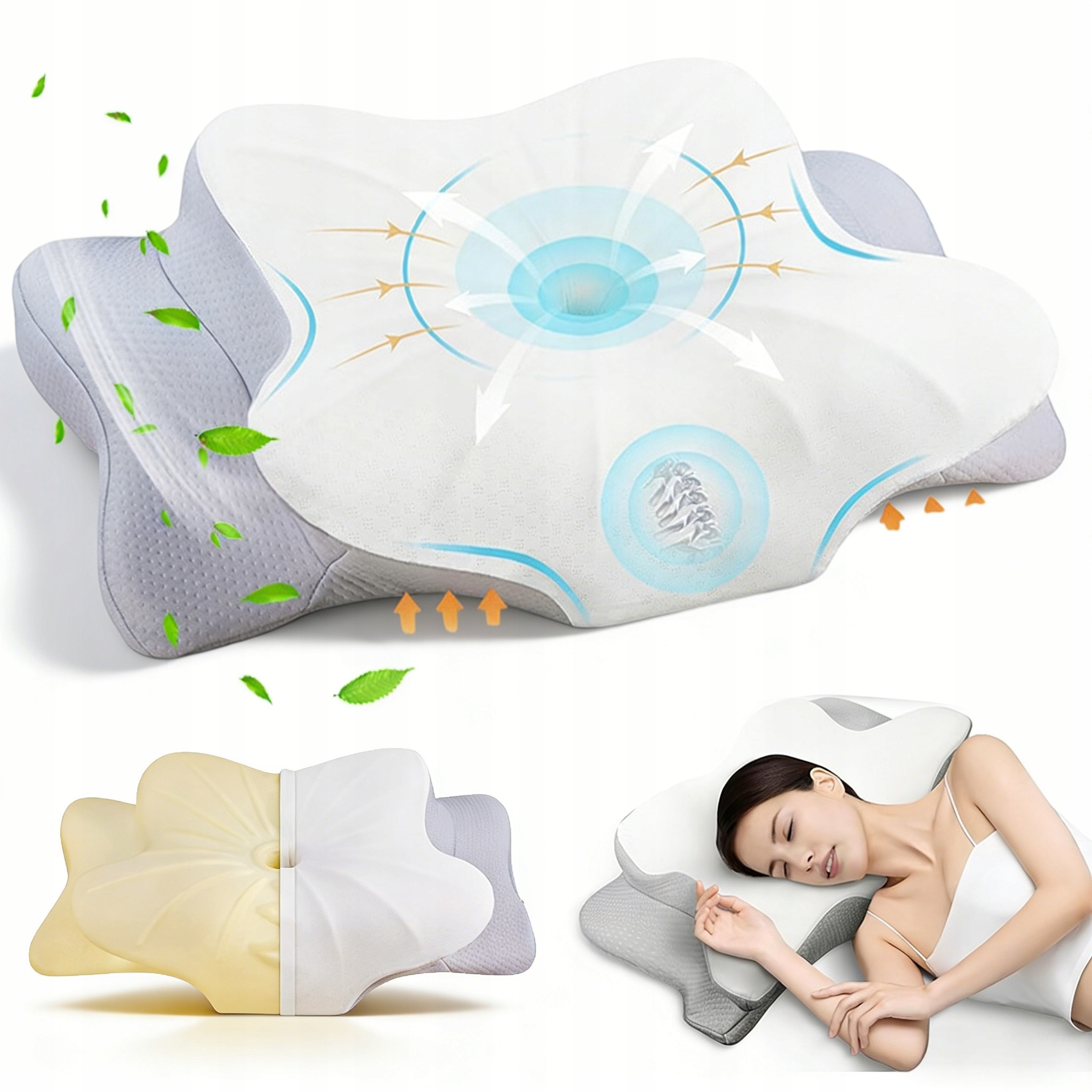 Poduszka Z Pamięcią W Kształcie Motyla 2 Wysokości Ergonomiczna Poduszka