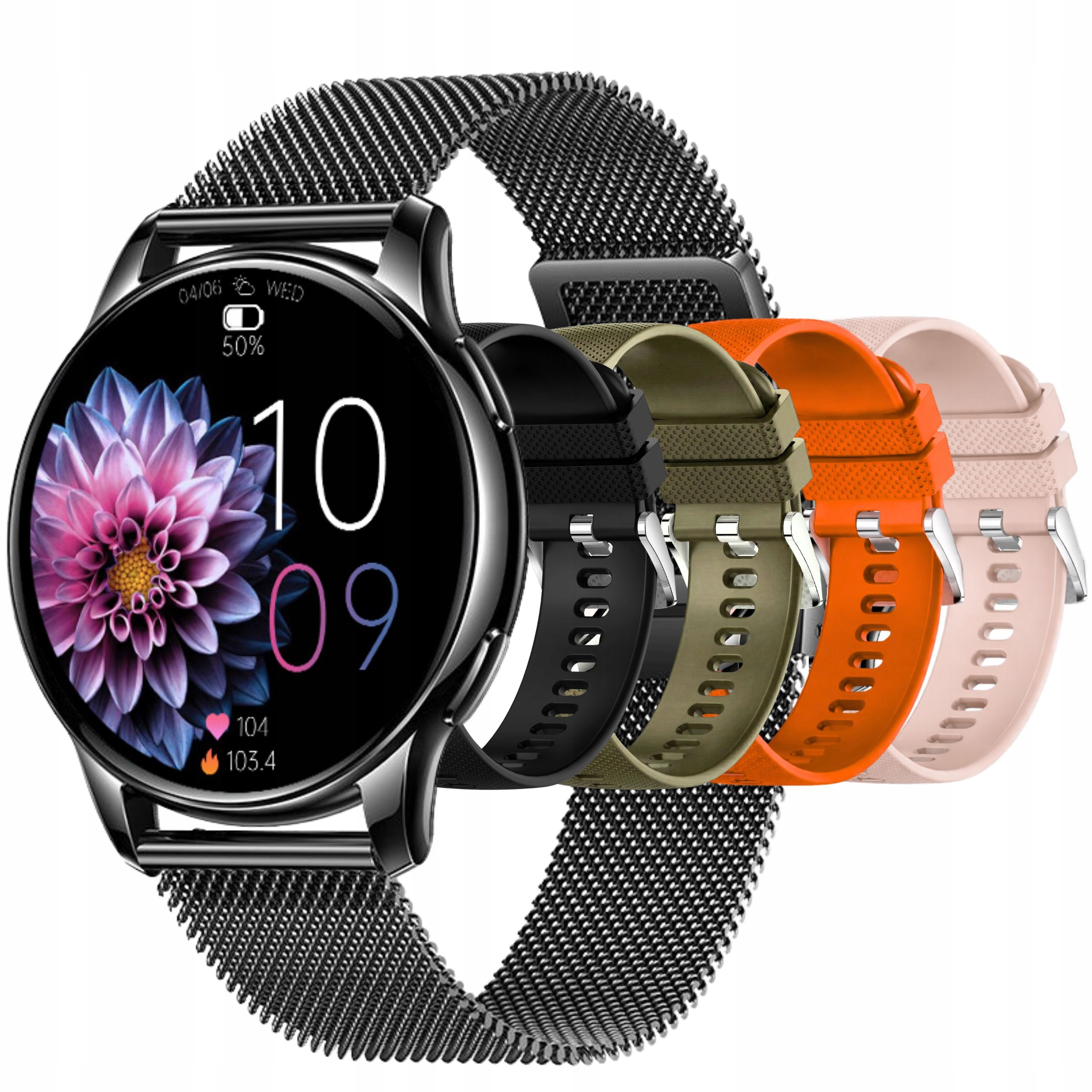 Smartwatch Damski Y11 Czarny 5 Pasków Wodoszczelny Rozmowy Wiadomości