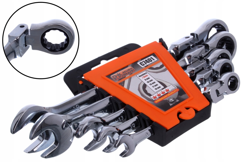 Klíče S Ráčnou 72 Lomených zubů 8-19 mm Očkové