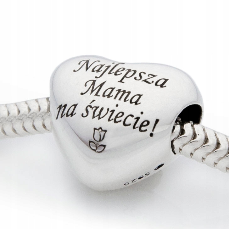 

Charms koralik serce do bransoletek srebro Grawer!