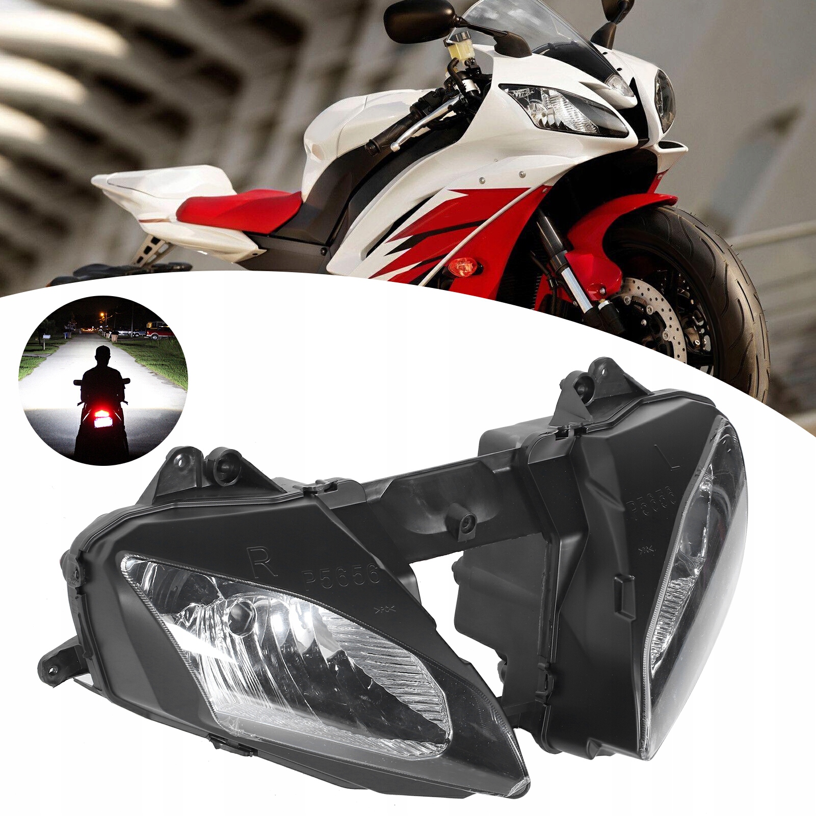 Zespół obudowy reflektora motocyklowego pasuje do YZF 600 R6 Numer katalogowy części 1611200079811