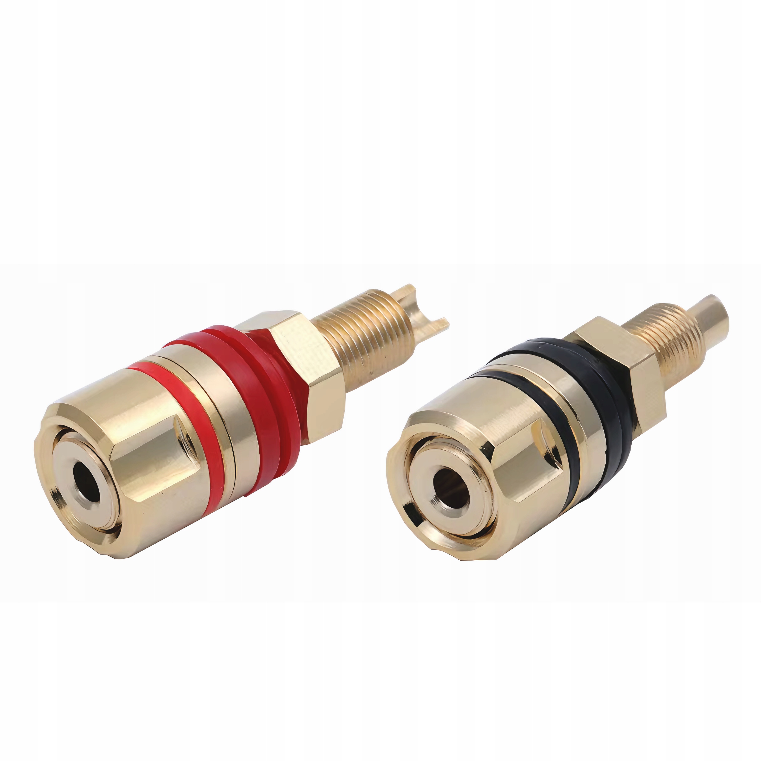 2x banánkové reproduktorové konektory 4 mm pájené hi-end pozlacené stereo hi-fi