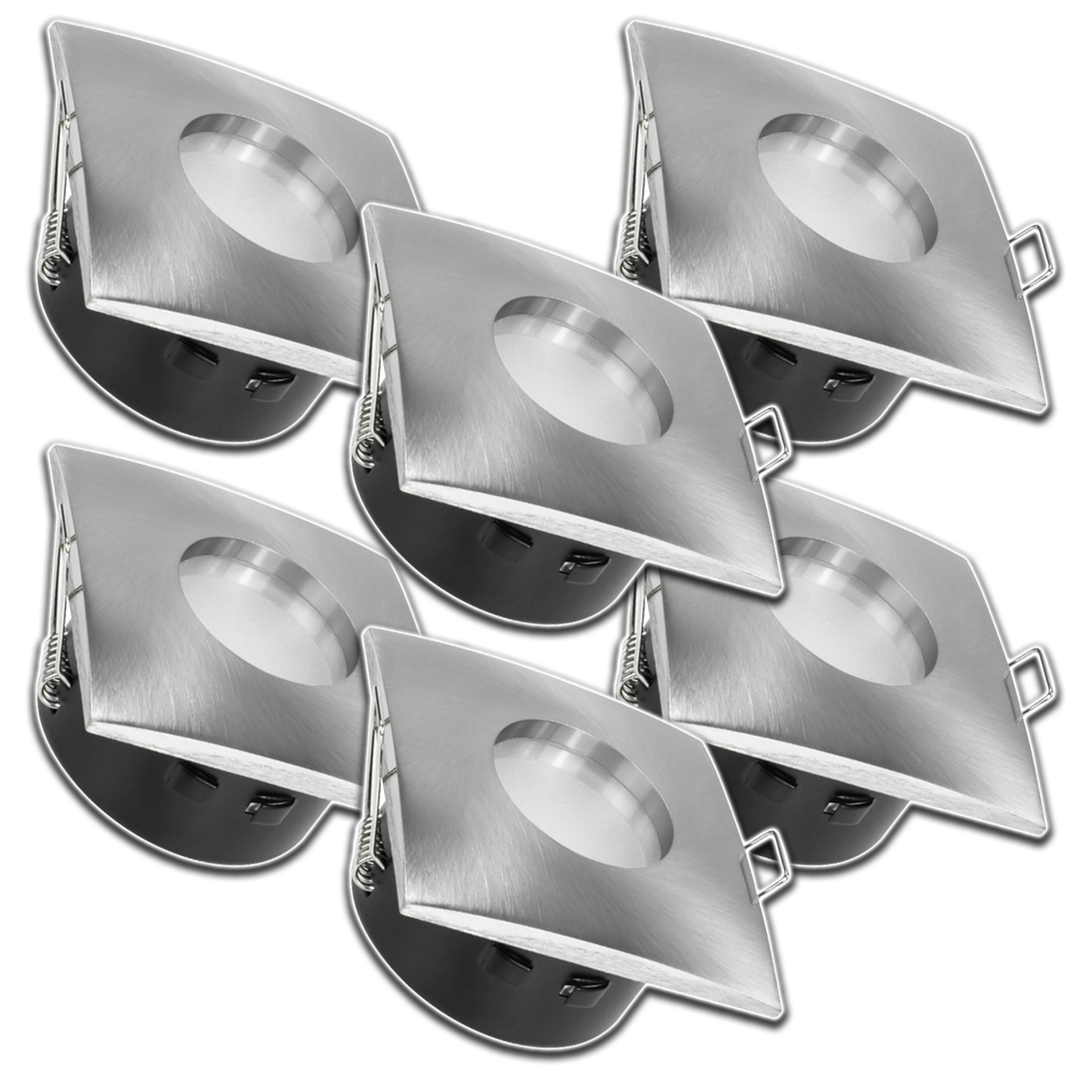 6xHERMETICKÁ Halogenová Objímka Čtvercová Stříbrná Voděodolná Vodotěsná