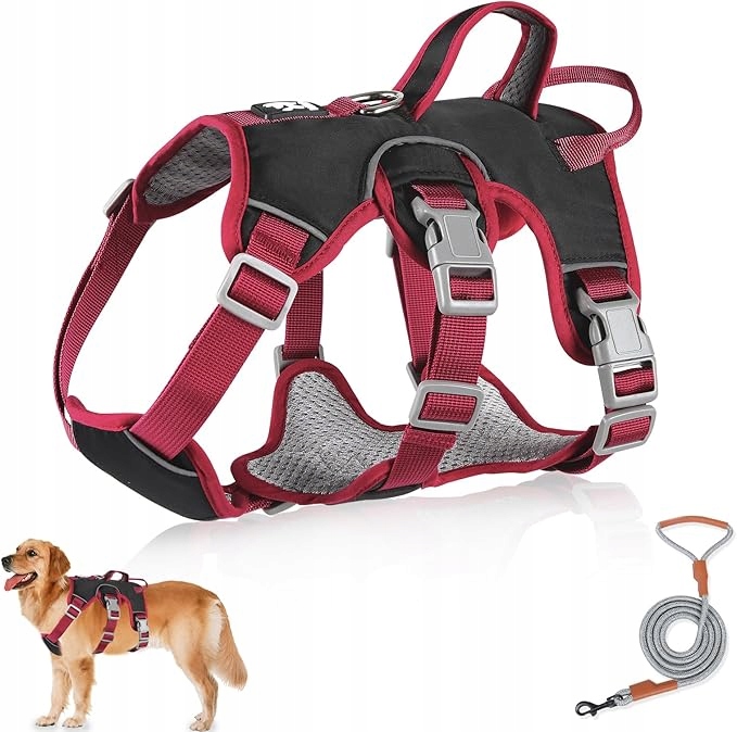 Levně Černé Multifunkční Postrojové Popruhy Pro Velkého Psa Vodítko Bezpečná Procházka