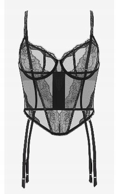 Korzet s podvazky Victoria's Secret černý s krystaly Sdd (70E/70F)