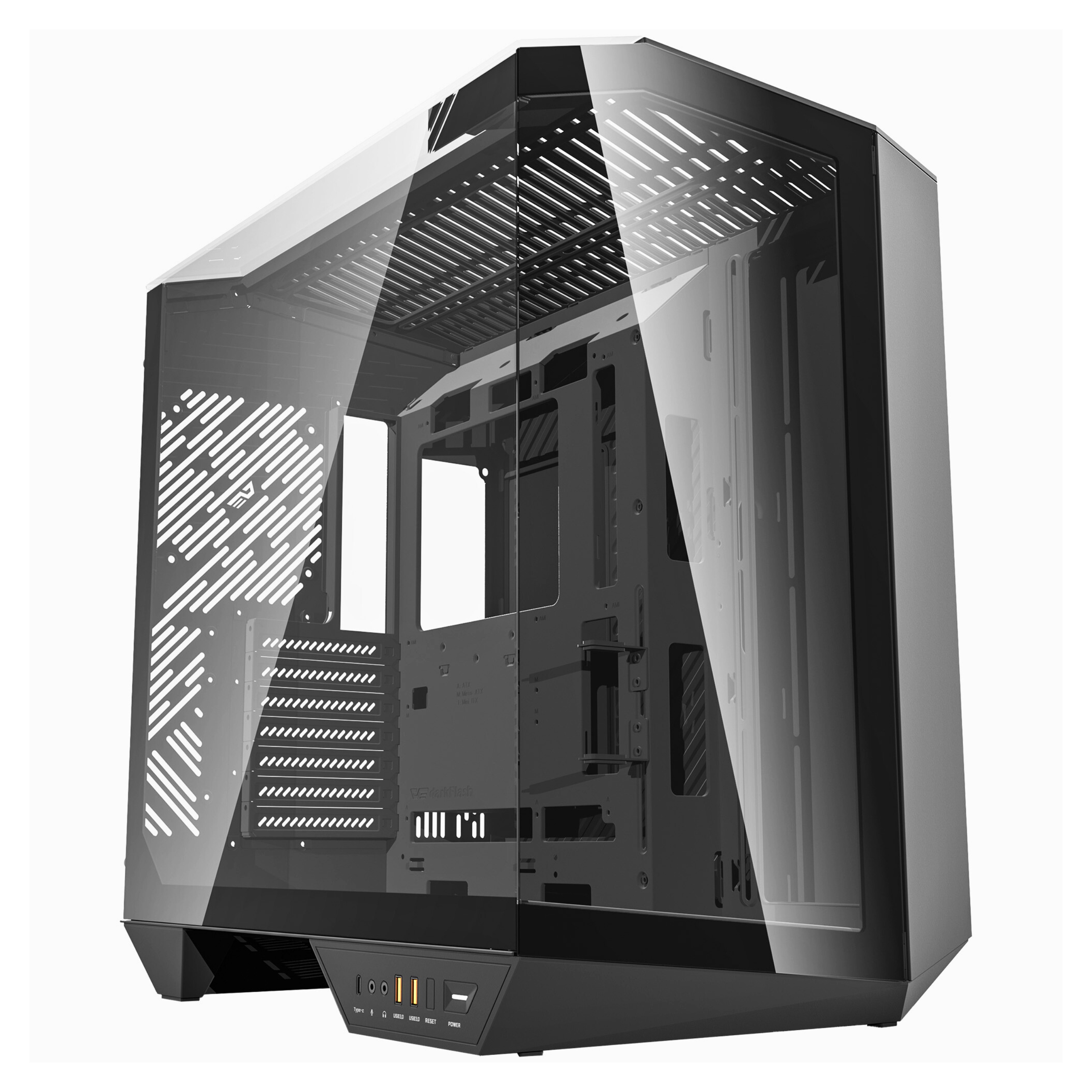 Herní počítačová Skříň darkFlash DY470 Black Cube, Atx, Usb-c, Itx