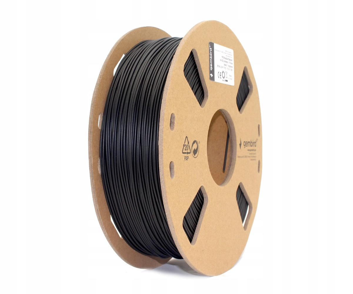 Filament do drukarki 3D Gembird Tpe flex 1kg 1,75mm Fff/fdm 190°C Czarny