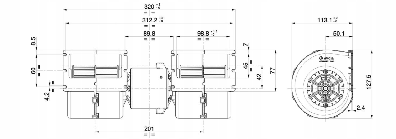 WENTYLATOR DMUCHAWA SPAL 008 A54 02 12V 3 SPEED Part manufacturer Spal