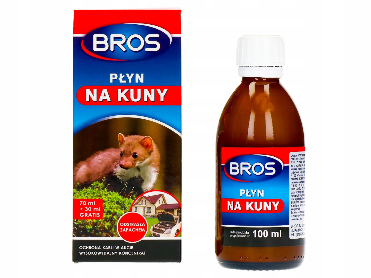 ŚRODEK PŁYN ODSTRASZACZ KUN GRYZONI OCHRONA KABLI W AUCIE SAMOCHODZIE BROS Numer katalogowy producenta PREPARAT PŁYN NA KUNY