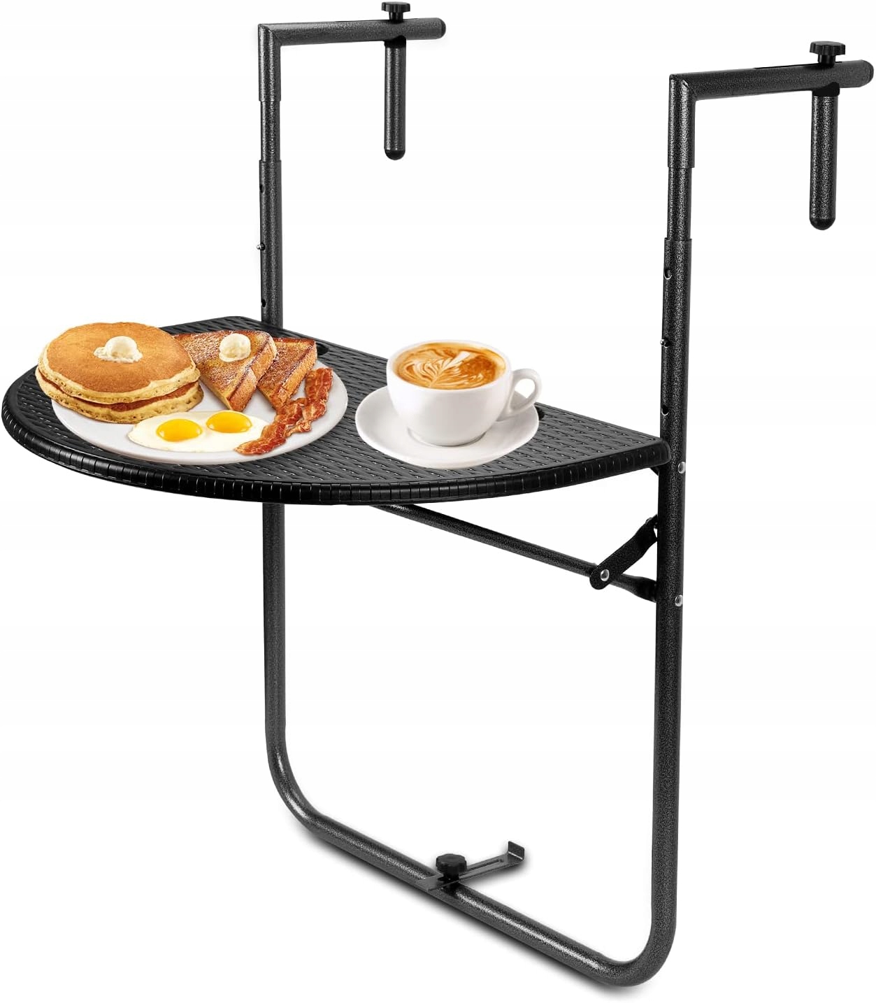 STOLIK BALKONOWY SKŁADANY Półka na Balustradę Turystyczny KAWOWY NA TARAS Szerokość mebla 60 cm