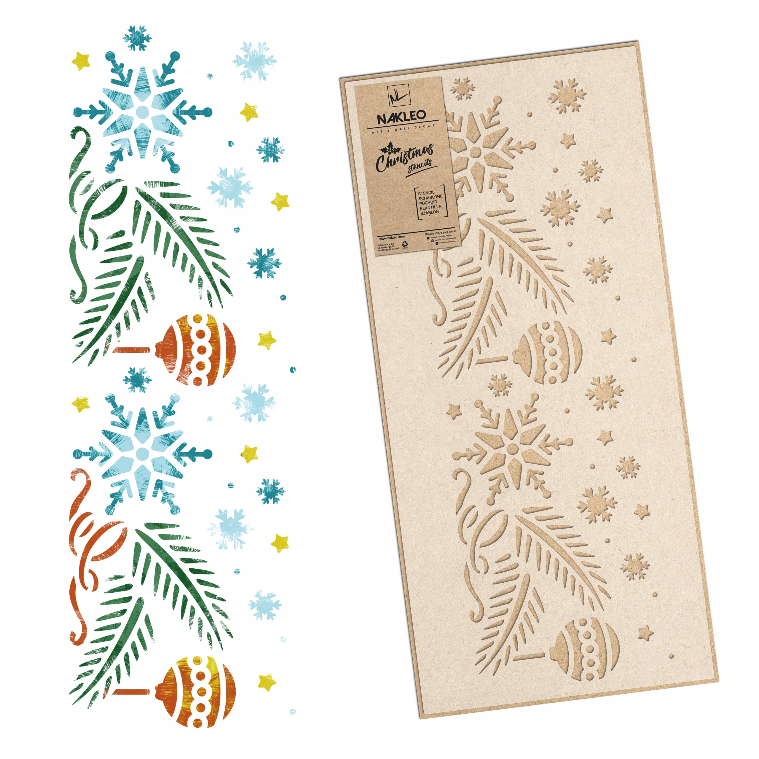 Šablona na umělý Sníh Opakovaně Použitelný L 45x95 cm Vánoční Větvičky