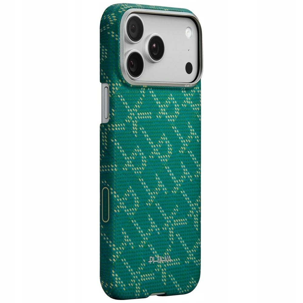 Puzdro Pitaka Ultra-Slim Monogram MagSafe pre iPhone 17 Pro zlato zelené