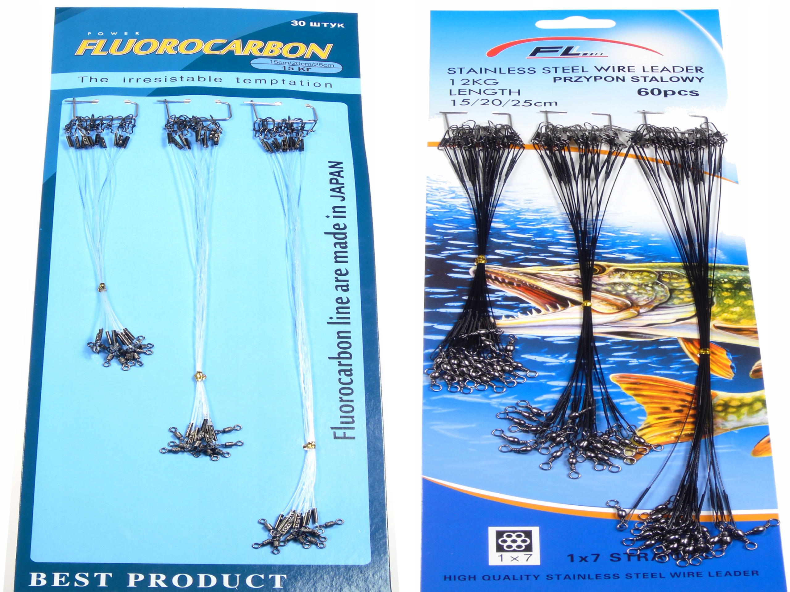 ZESTAW PRZYPONY FLUOROCARBONOWE STALOWE 90SZT