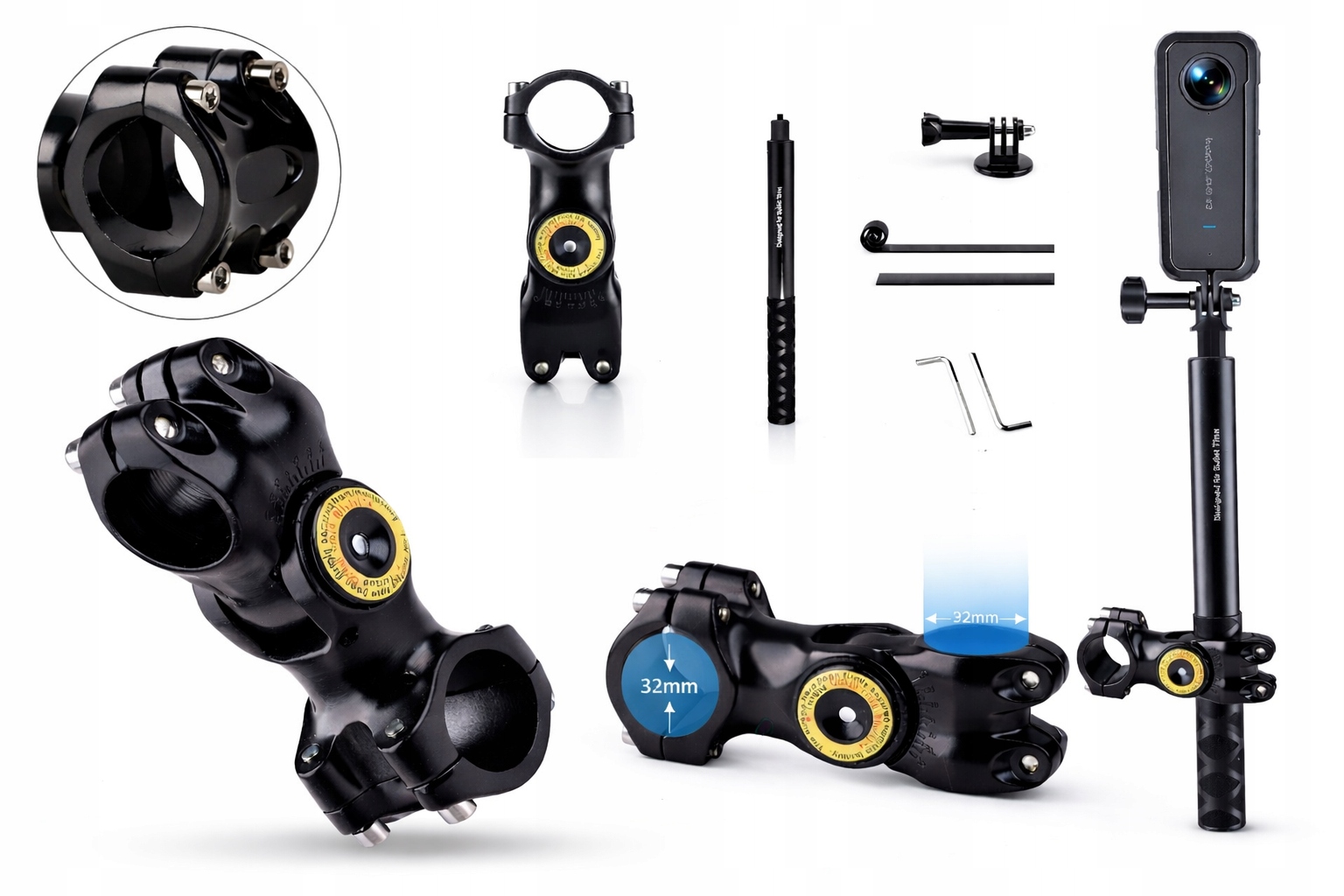 Aluminiowy uchwyt kijek teleskopowy do kamery Insta360 Gopro Motocykl