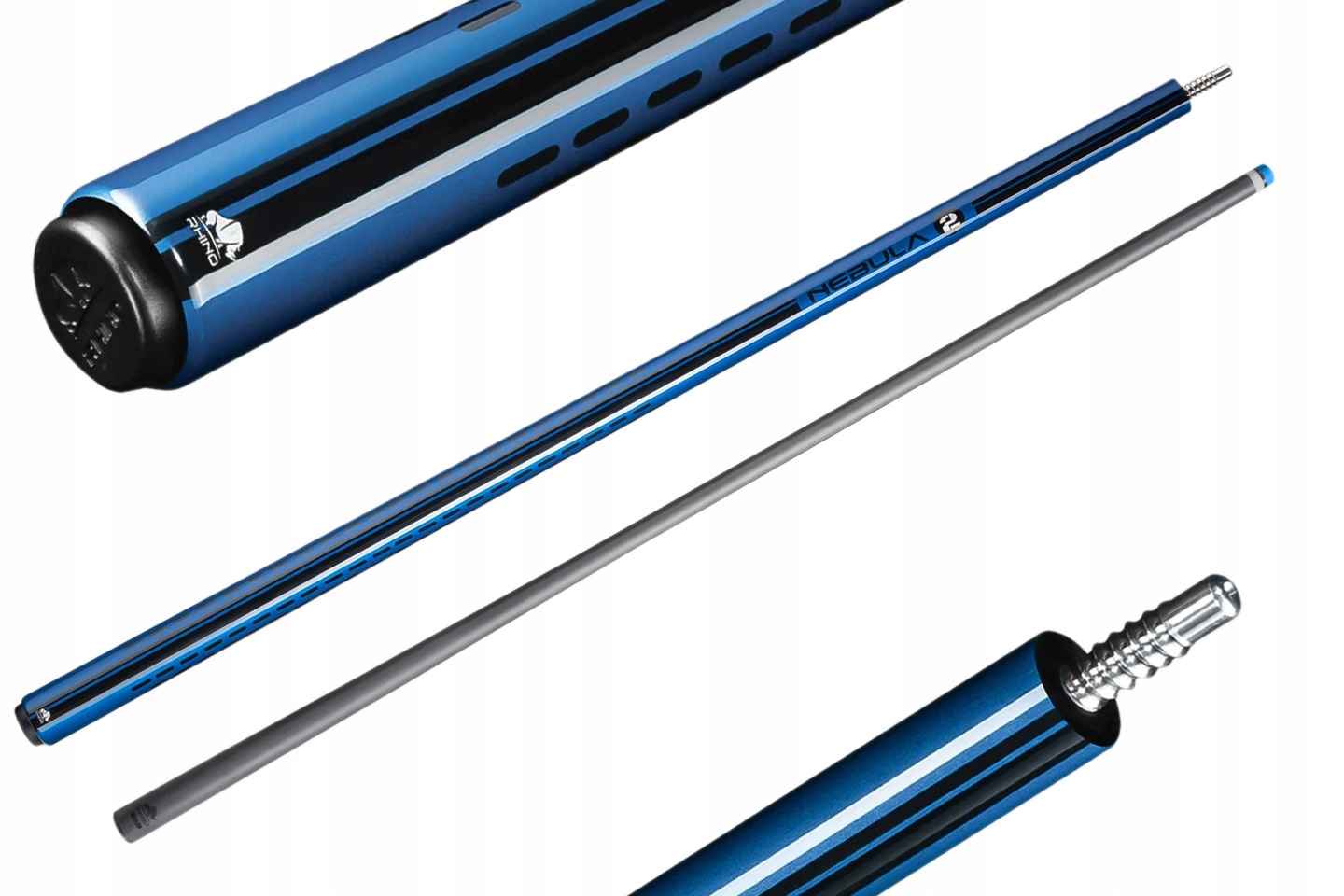 Kij bilardowy Rhino Nebula II Sky Blue 2-cz. Carbon