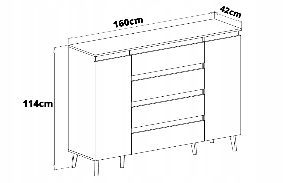 Komoda młodzieżowa z szufladami NEON 160 2 drzwi Marka Husky Meble