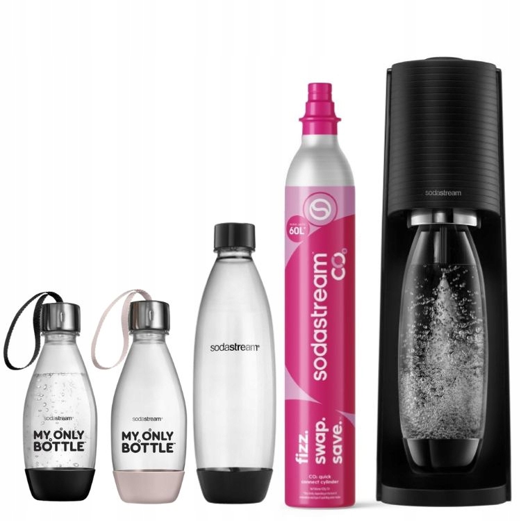 výrobník sody, sifon na perlivou vodu SodaStream Terra černý 3 lahve, bombička CO2