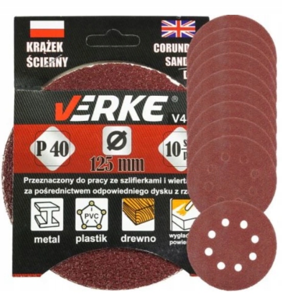 Krążek Papier Ścierny P 40 125 MM 10 Szt. Verke