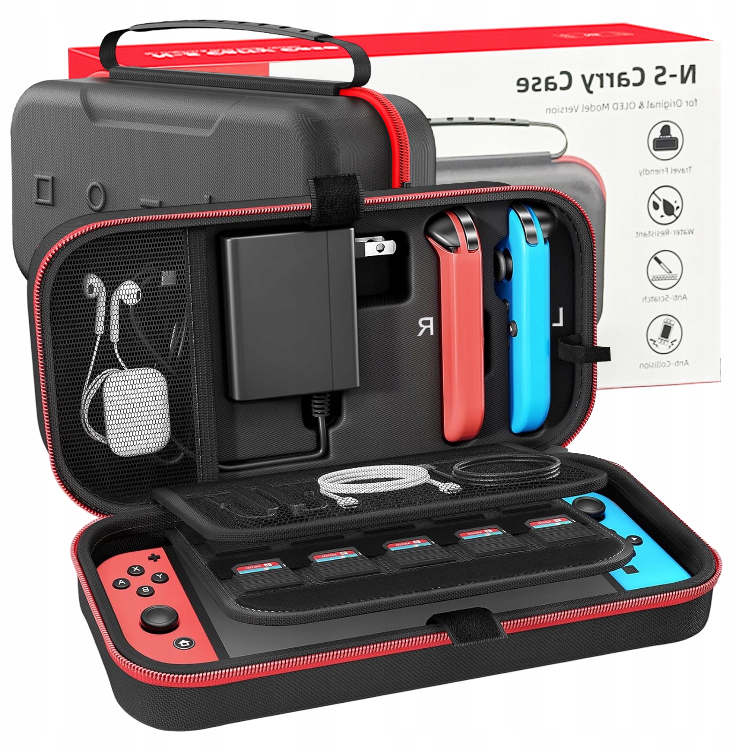 POKROWIEC NA NINTENDO SWITCH/OLED – TWARDY ETUI EVA Z MIEJSCEM NA AKCESORIA