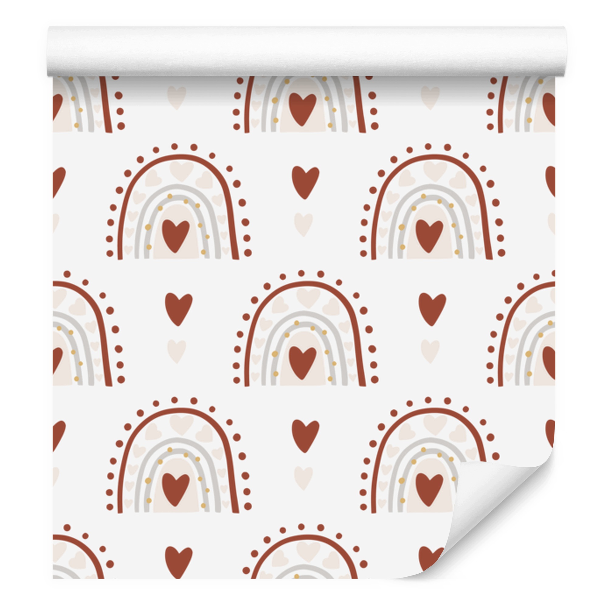 Tapeta Teče a motýli boho červená a světle šedá 50x1000 cm