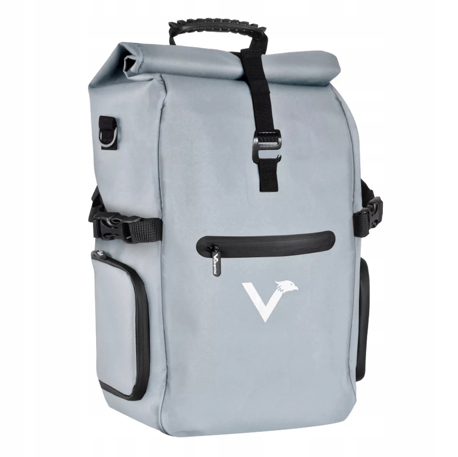 Sakwa rowerowa Torba Plecak 2 w 1 czarna Valkental 23L srebrna