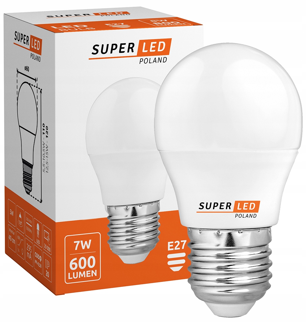 

Żarówka Led E27 7W Smd 2835 kulka 600lm