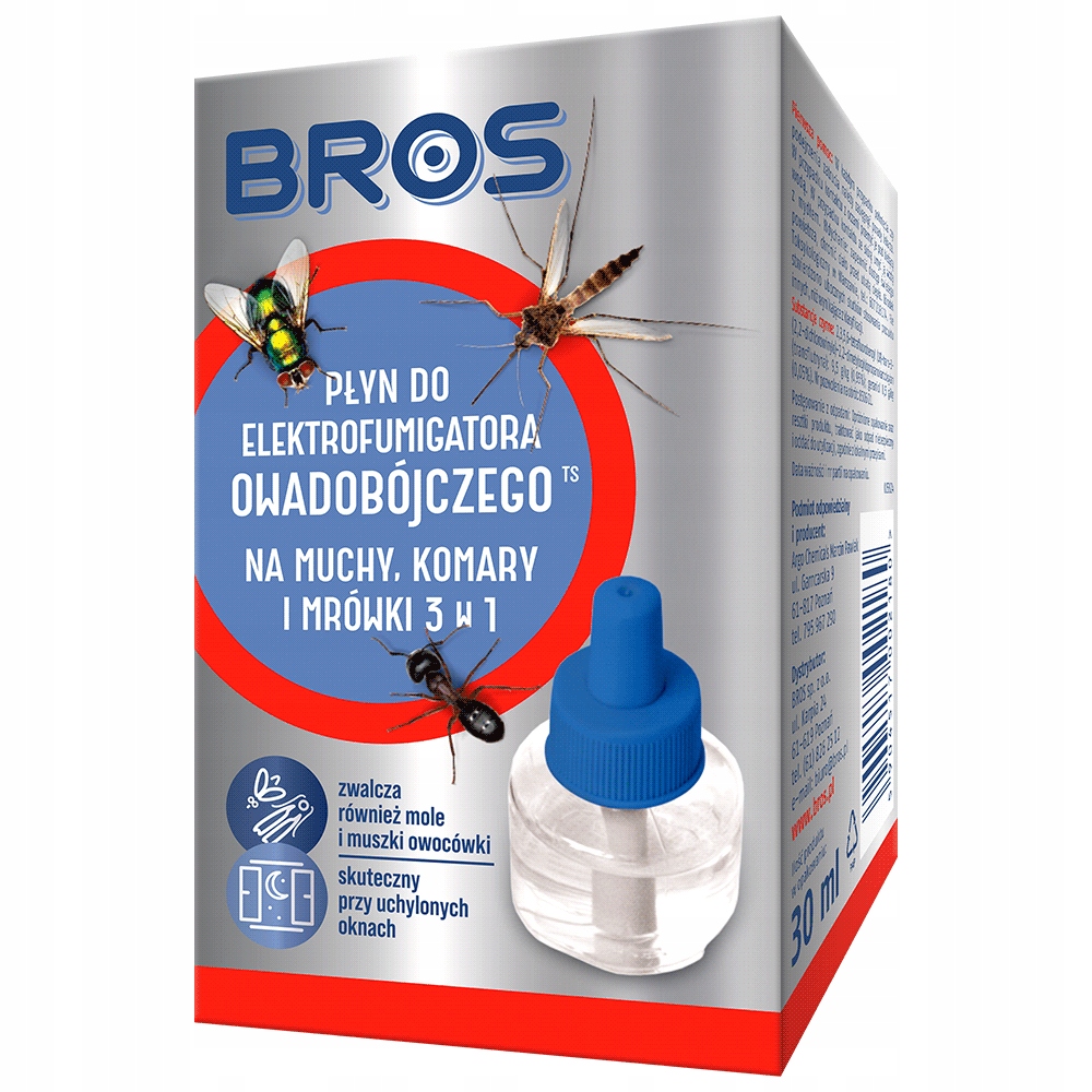 Bros Płyn Do Elektrofumigatora 3W1 Na Muchy, Komary I Mrówki