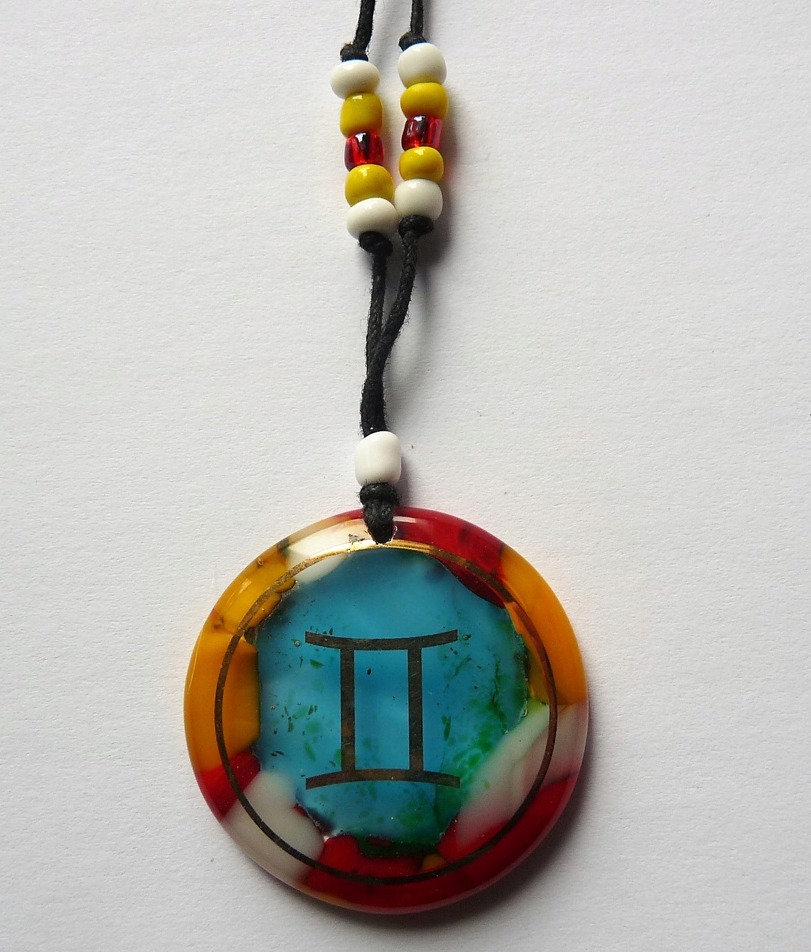 Visačka skleněná Náhrdelník Zvěrokruh Blíženci Benátské