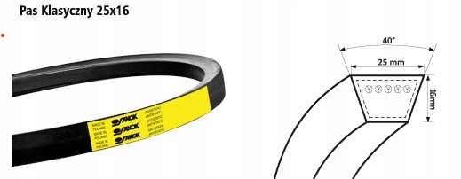 Pas 25x3390 napęd górnego wałka przenośnika Bizon ŻÓŁTY