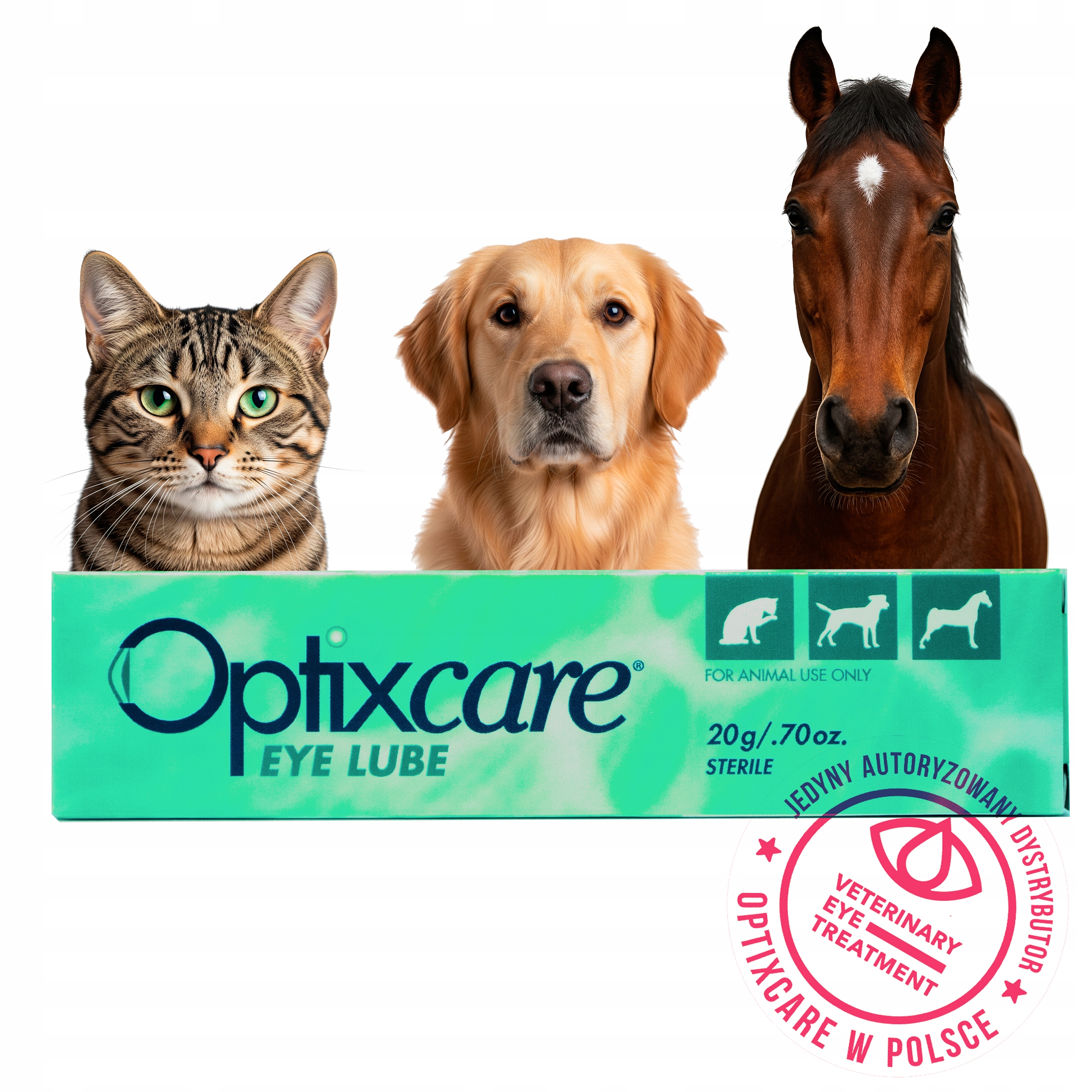 Optixcare Eye Lube, żel do oczu dla zwierząt, psów, kotów, koni.