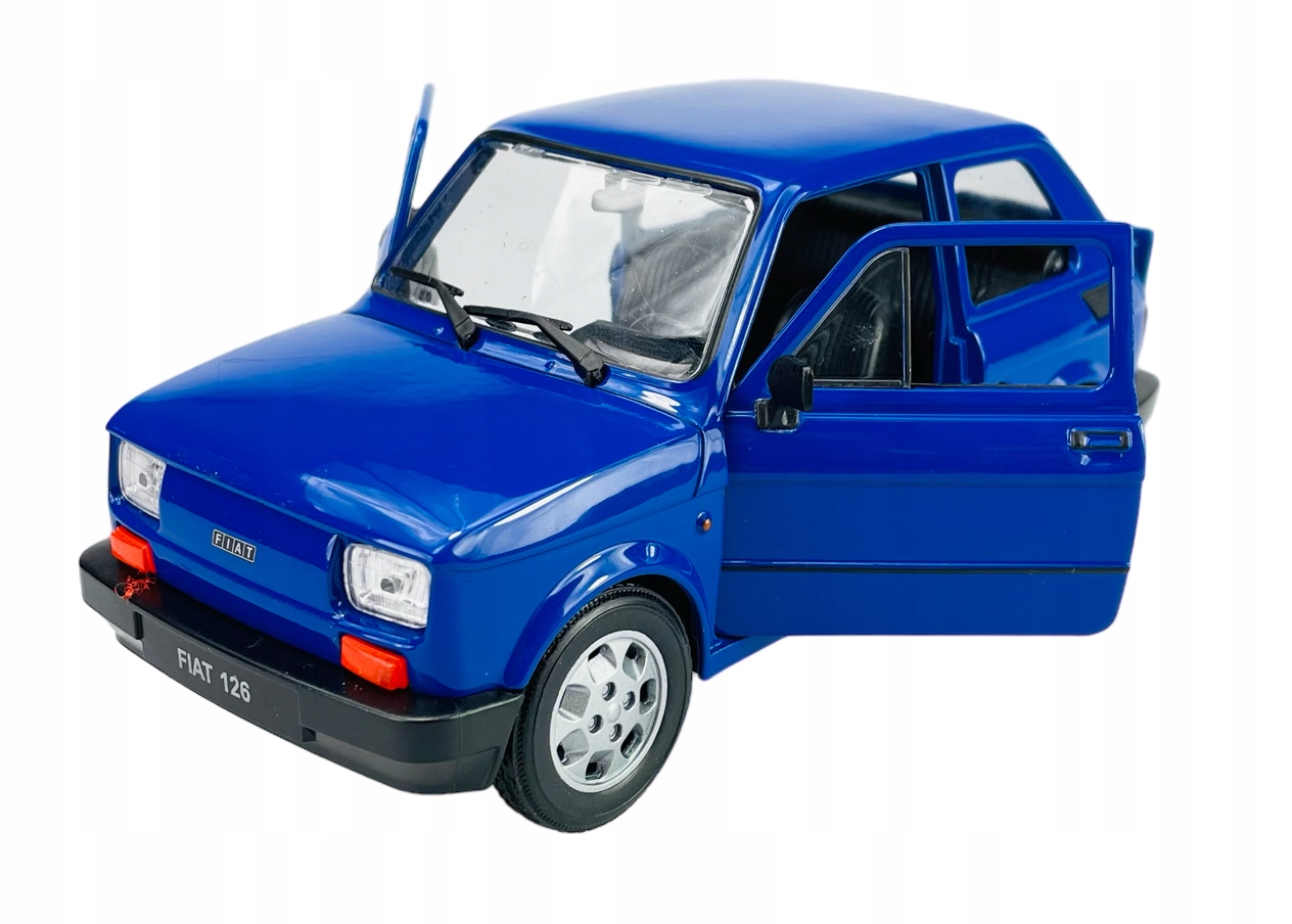 Fiat 126 p Maluch Polský Malý Welly 1:21 Modrý Kovový Model Auta