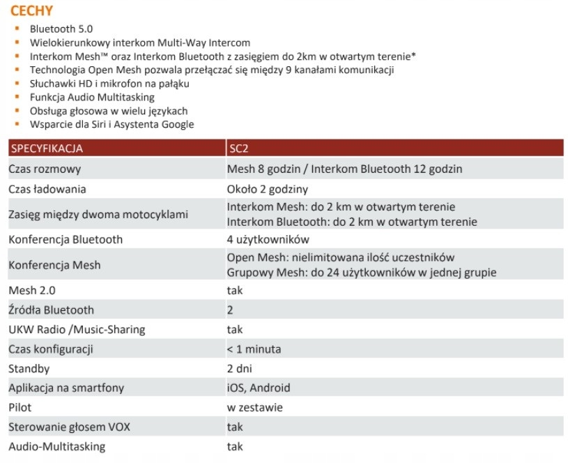 Schuberth SC2 Sena 50S interkom do Schuberth C5 Typ połączenia Bluetooth