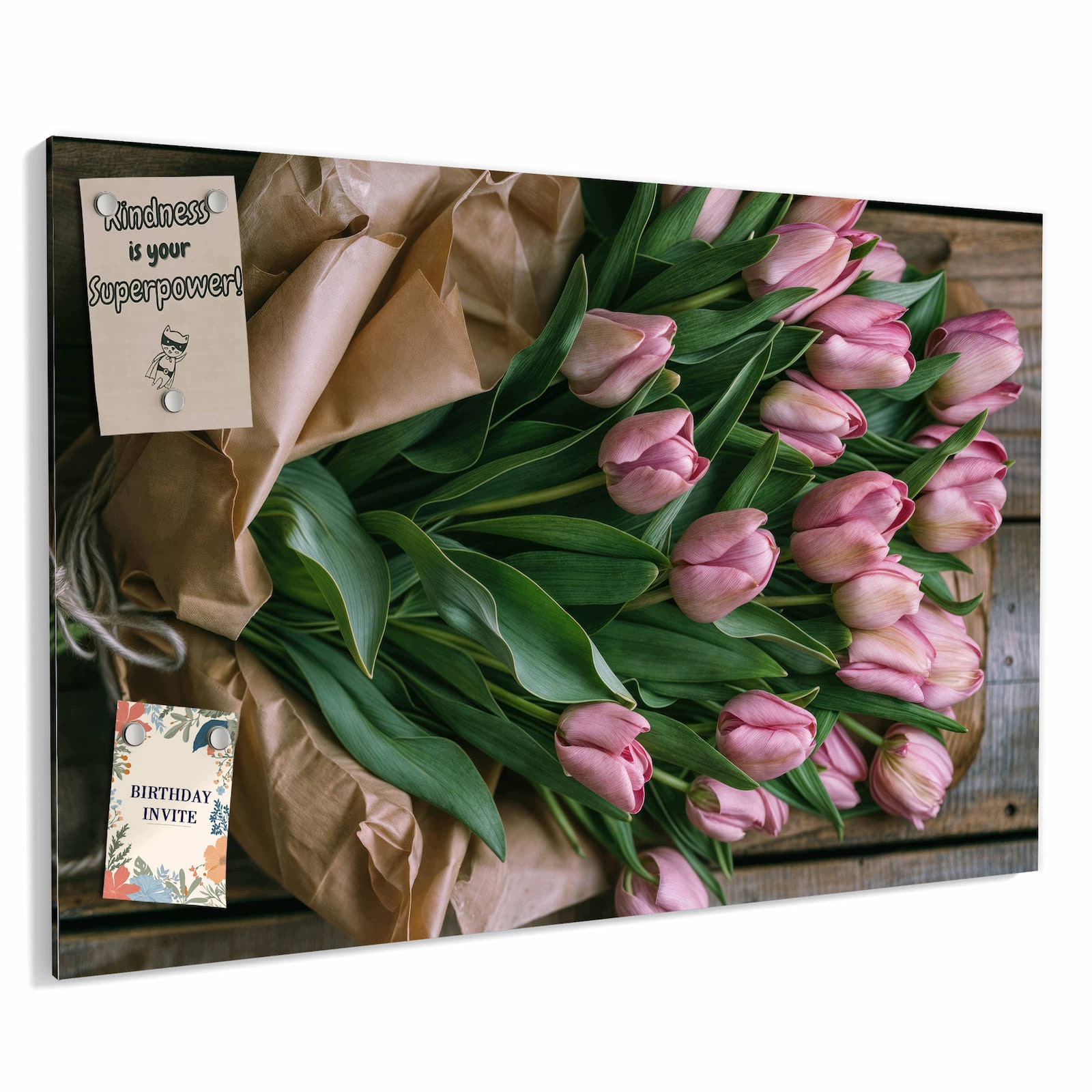Magnetická tabule Růžový Kytice tulipánů 60 × 40 cm