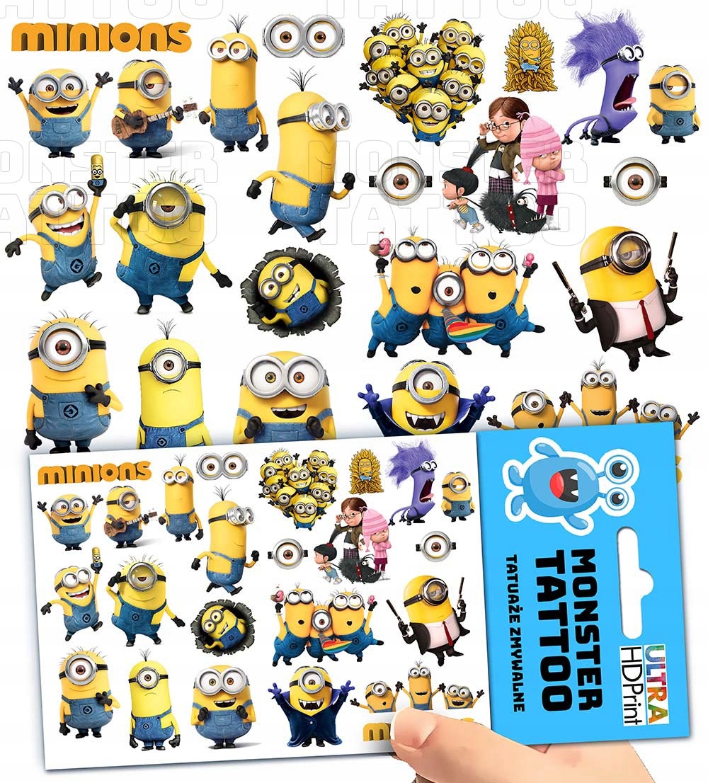 TATUAŻE ZMYWALNE WODNE DLA DZIECI DZIECIĘCE MINIONKI WZORY SUPER JAKOŚĆ Marka inny