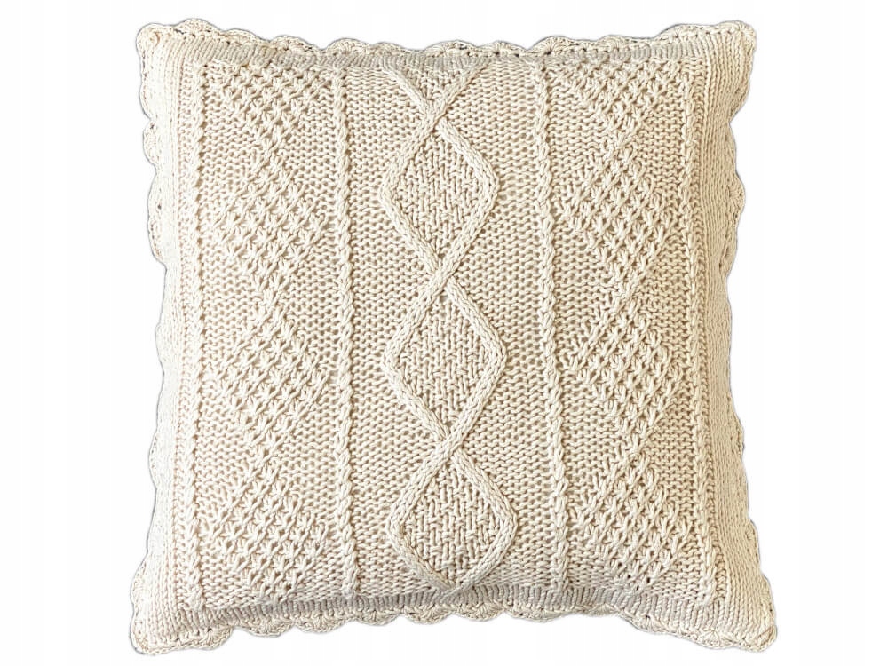 

Poszewka 40x40 cm beż na drutach, szydełko