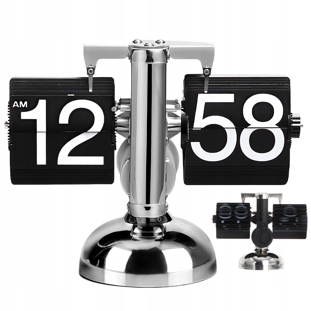 Stříbrný 24 Hodinový Retro Stolní Klapkový Hodinový Stroj Do Obývacího Pokoje, Ložnice Kanceláře