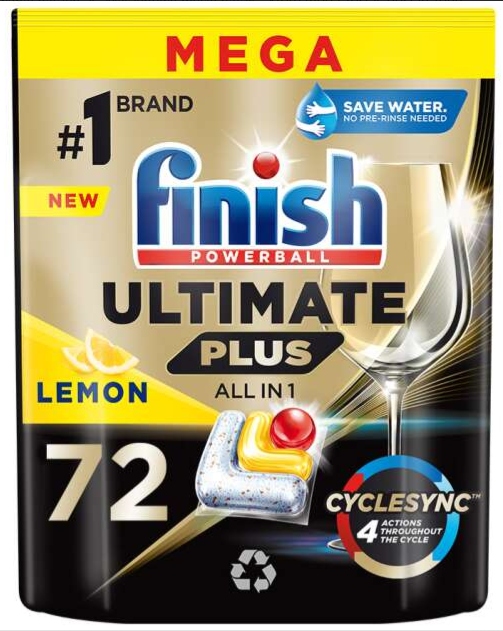 Levně Finish Powerball Ultimate Plus All in 1, kapsle do myčky nádobí, lemon 72 ks