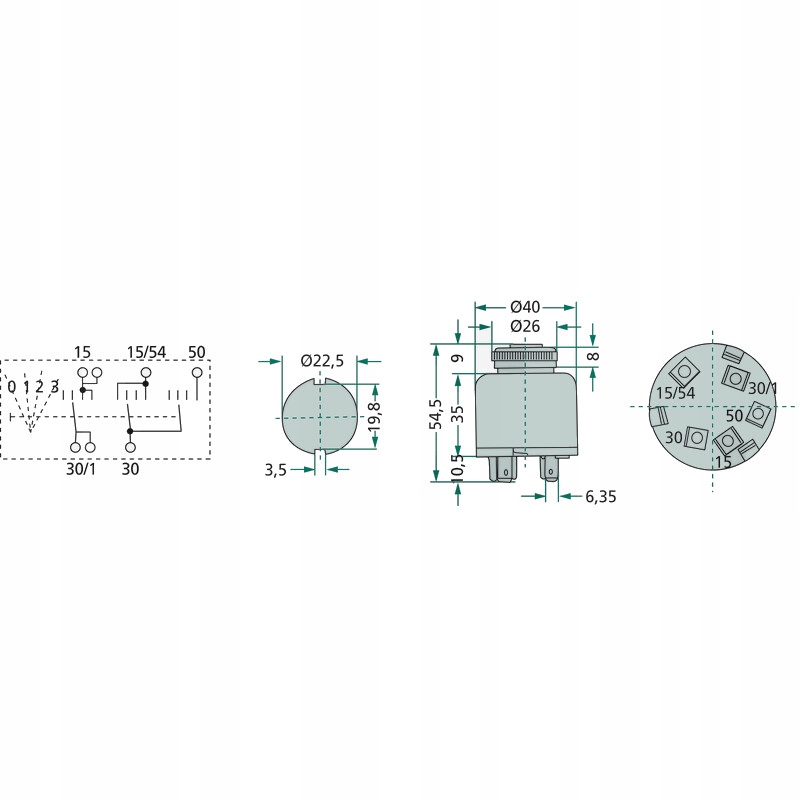 STACYJKA SAME Massey Ferguson 4-pozycyjna Numery katalogowe zamienników 276590060 , 3302034M91 , 3305189M91 , 3305189M92