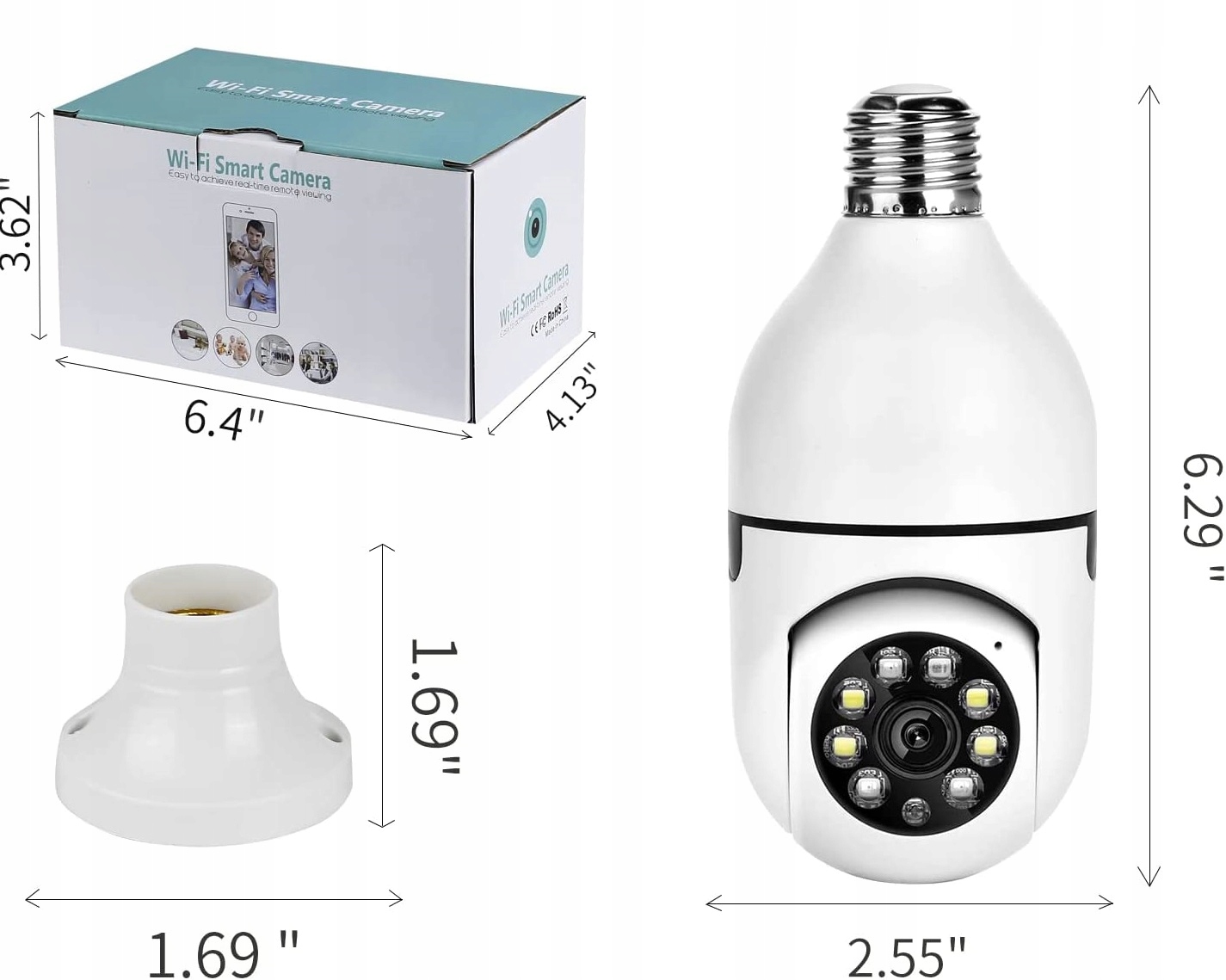 Mini Kamera WiFi w Żarówce Wewnętrzna Android Iphone Obrotowa Żarówka Marka bez marki