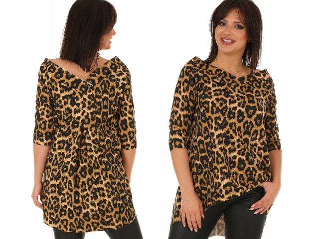 

F613 Wzór Bawełniana Bluzka Tunika dekolt plecy