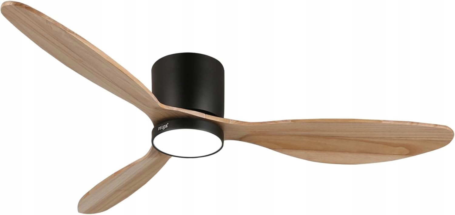 Reiga Stropný ventilátor 132 cm Led nízky profil diaľkový ovládač Alexa lopatky drevo