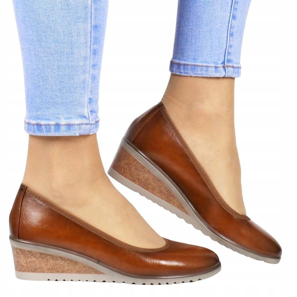 iButy Dámské Polobotky Na Koturně Zasouvací Mokasíny Camel Hnědé Pohodlné