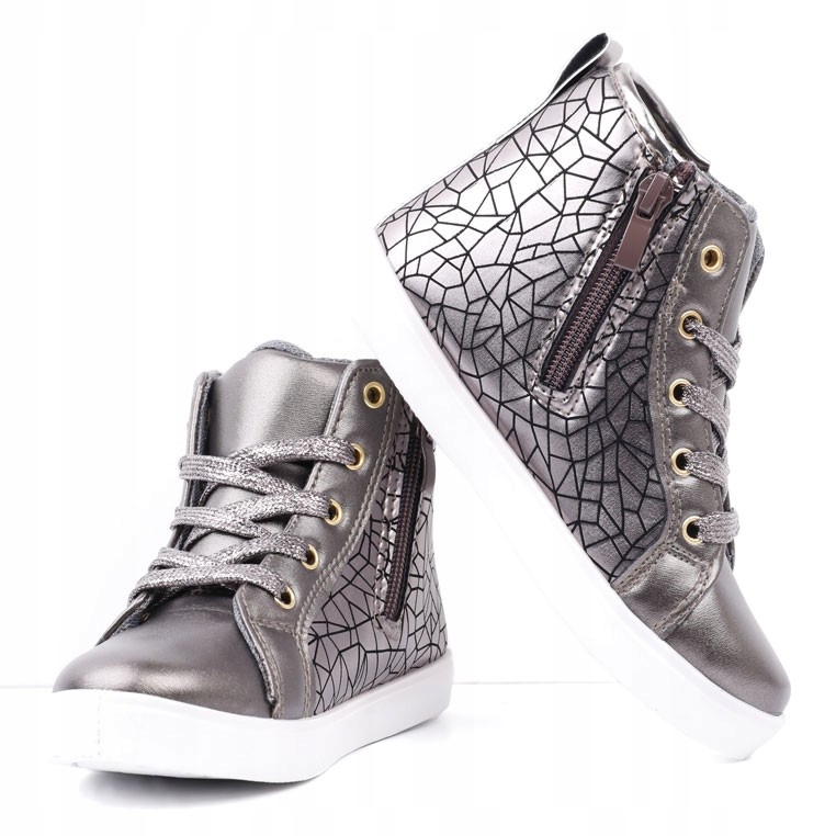 SZARE BOTKI DZIEWCZĘCE SNEAKERSY BUTY SPORTOWE DZIECIĘCE PŁASKIE SUWAKI Bohater Inny