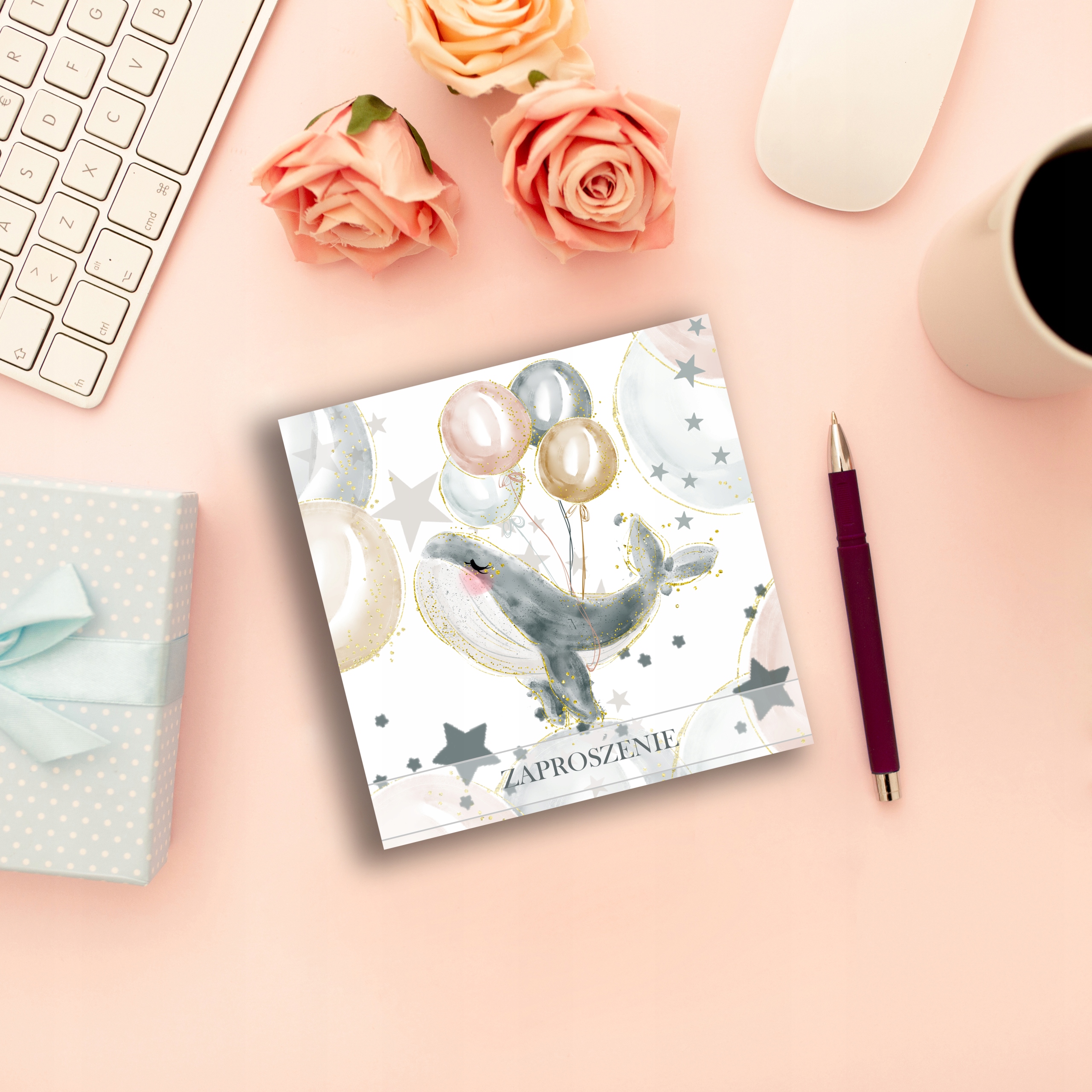 ZAPROSZENIA NA ROCZEK 10szt IMIĘ KOPERTA 009 Kolor dominujący biały