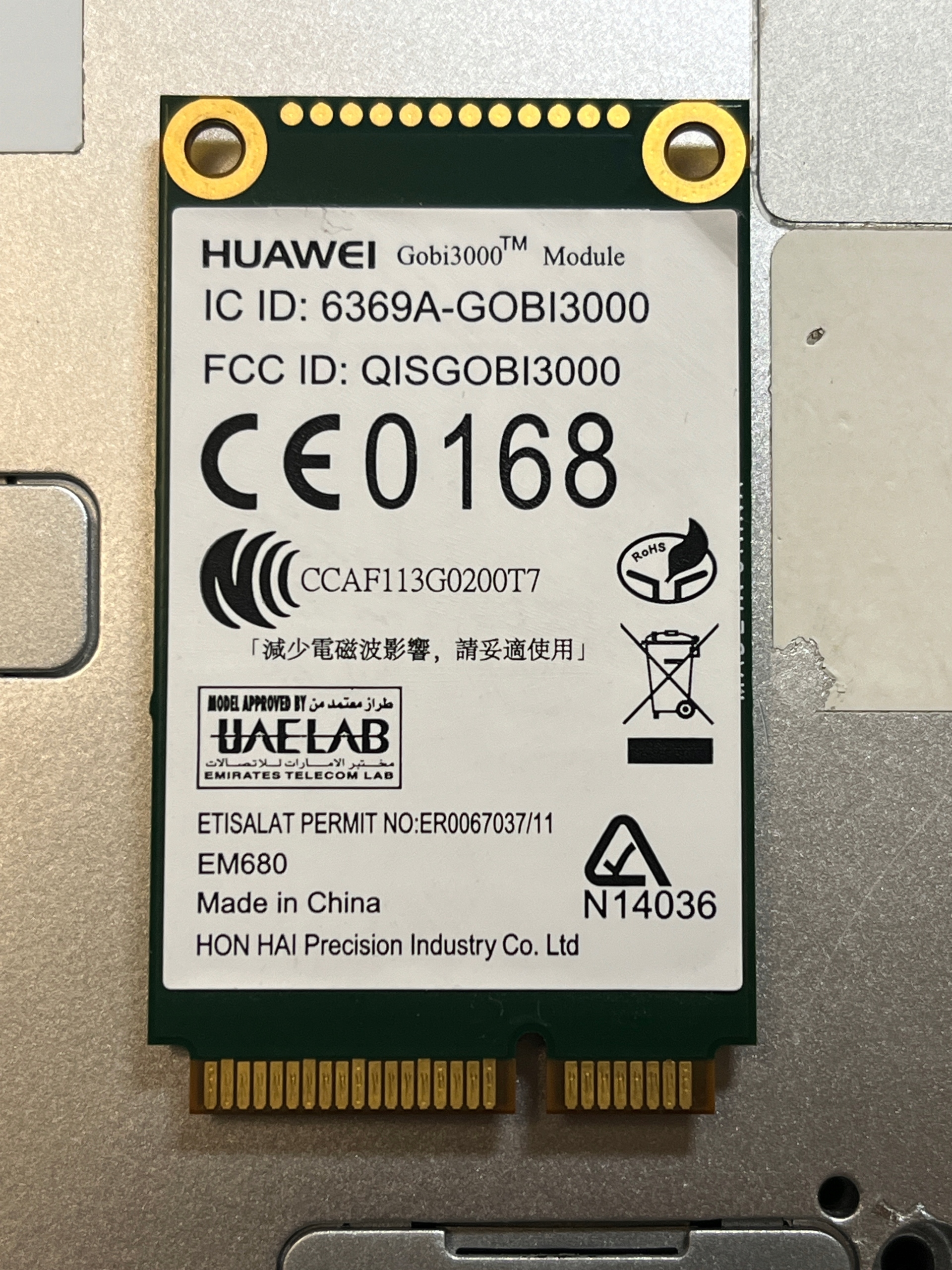 Modem 3G WWAN HUAWEI Gobi3000 Sony Vaio Kod producenta Modem WWAN