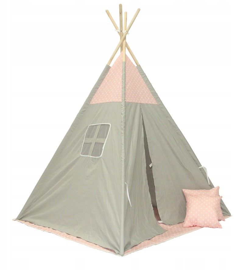 

Namiot dla dzieci Tipi teepee wigwam Popiel+ róż
