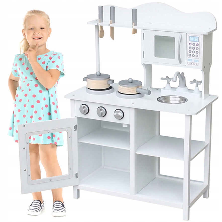 

Duża kuchnia Drewniana dla dzieci +garnki +sztućce