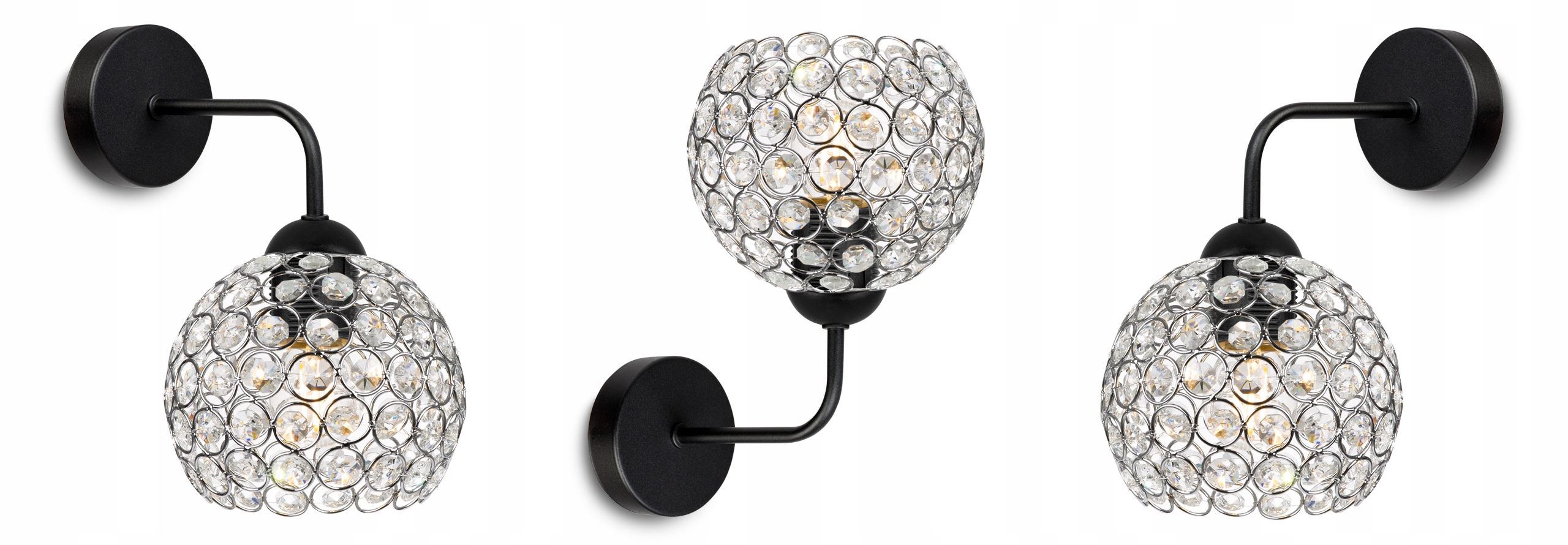 NOWOCZESNA LAMPA KNKIET ELEGANCKA KRYSZTAŁKI CHROM Długość/wysokość 27 cm